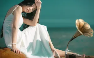 文艺性感美女海边写真图片_3