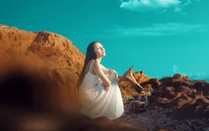 文艺性感美女海边写真图片_6