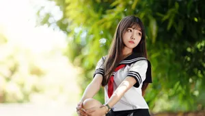 清新养眼治愈系少女图片壁纸_2