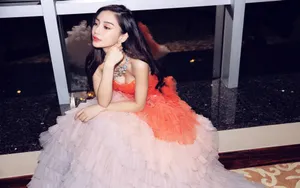 angelababy性感抹胸蛋糕裙图片_2