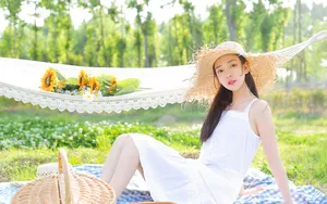 美女野外野餐图片壁纸_10