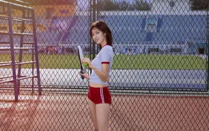 甜美活力网球美女少女图片