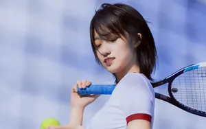 甜美活力网球美女少女图片_3