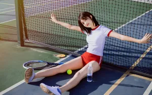 甜美活力网球美女少女图片_5