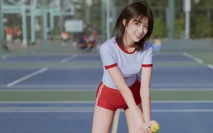 甜美活力网球美女少女图片_7