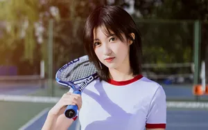 甜美活力网球美女少女图片_8