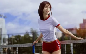 甜美活力网球美女少女图片_10