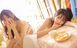 性感吊带碎花裙美女图片_10
