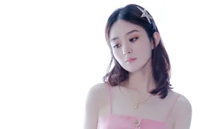 赵丽颖粉色吊带裙图片_3