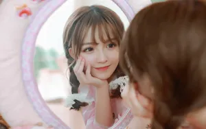 粉色唯美清纯美女图片壁纸_6