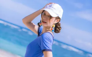 海边性感泳装美女图片壁纸_4