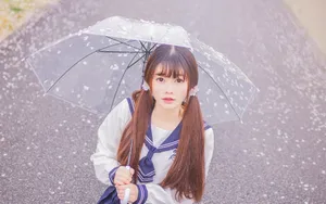 清纯双马尾学生妹写真图片壁纸_4