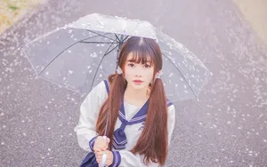 清纯双马尾学生妹写真图片壁纸_14