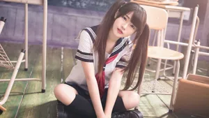 清纯双马尾学生妹写真图片壁纸_15
