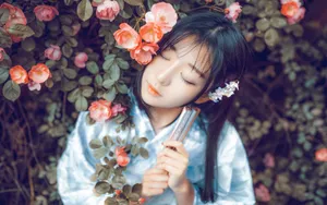 花丛花季和服美女壁纸_7