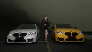 宝马M5改装车美女模特图片_7