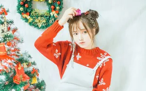 甜美圣诞少女桌面壁纸_4