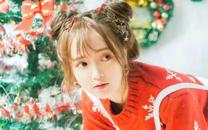 甜美圣诞少女桌面壁纸_5