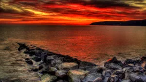黄昏海边夕阳残阳图片_2