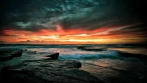 黄昏海边夕阳残阳图片_6