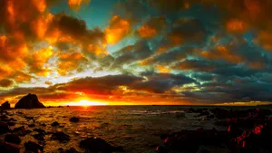 黄昏海边夕阳残阳图片_9