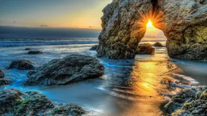 黄昏海边夕阳残阳图片_13