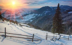 雪山夕阳风景图片壁纸_5