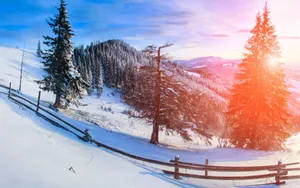雪山夕阳风景图片壁纸_6