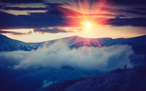 雪山夕阳风景图片壁纸_9