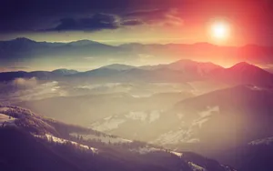 雪山夕阳风景图片壁纸_10