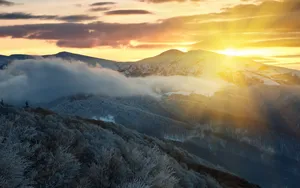 雪山夕阳风景图片壁纸_11