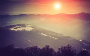 雪山夕阳风景图片壁纸_12