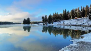 加拿大双杰克湖风景桌面壁纸_3