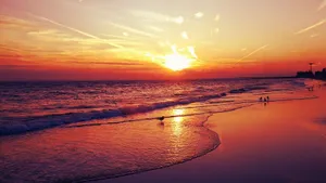 大海夕阳日落风景图片_11