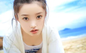 海边清纯可人美女壁纸_2