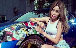 斯巴鲁BRZ 改装车美女模特壁纸_4
