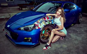 斯巴鲁BRZ 改装车美女模特壁纸_6