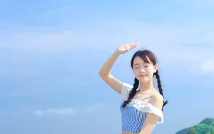 夏日海边少女美女图片_6