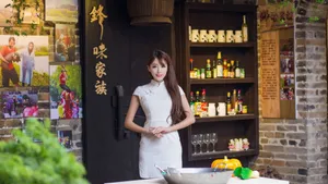 清新脱俗的旗袍美女图片_3