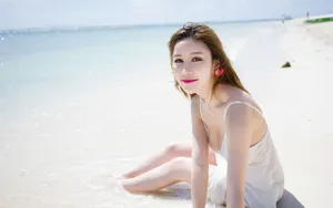 性感白裙美女图片壁纸_2