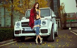 奔驰G63 AMG 美女模特壁纸