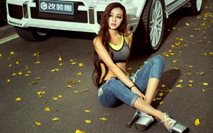 奔驰G63 AMG 美女模特壁纸_4