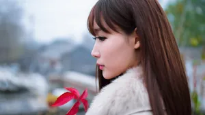 清纯粉色美女图片壁纸_4
