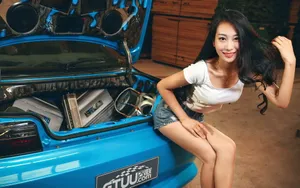 尼桑S14跑车美女模特壁纸_3