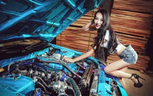 尼桑S14跑车美女模特壁纸_5
