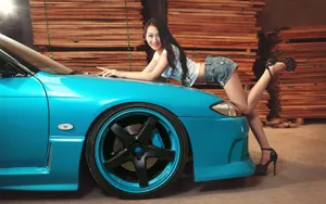 尼桑S14跑车美女模特壁纸_8