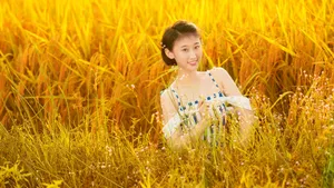 黄色暖色调美女图片_4