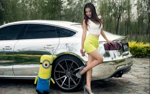 奥迪A5超短裙美女嫩模图片_5