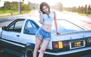 青春凹凸性感美女车模壁纸_7
