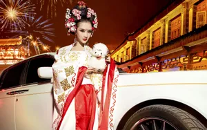 劳斯莱斯性感车模春节写真壁纸_9
